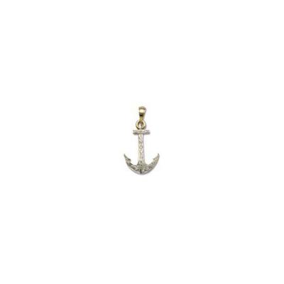 Anchor with Diamonds White Medium Pendant White Gold with Bail Yellow Gold AP147FWBY