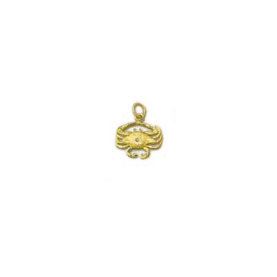 Crab Blue 3D  Medium Pendant with Single Diamond White and Jump Ring   MC__50BFYDWJR