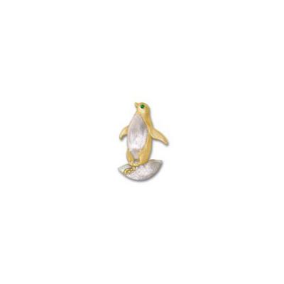 Penguin Large Pendant with Emerald Eye, Rhodium White Markings and Hidden Bail  MCH_47.5YRHWEMEHB