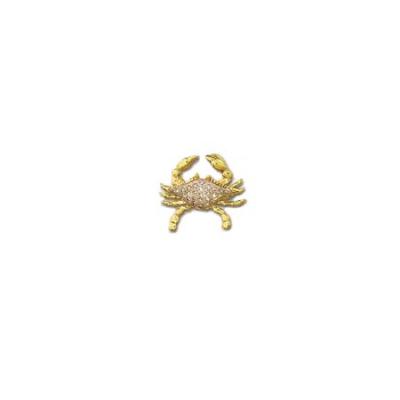 Crab Blue 3D Medium Pendant with Diamonds White Pave and Hidden Bail  MC_831BFYDWHB