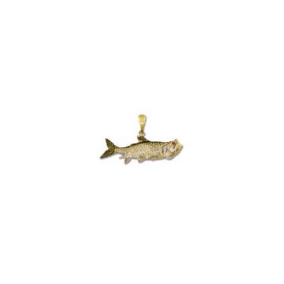 Fish-Tarpon/Ruby Eye & Rhodium 3D Pendant