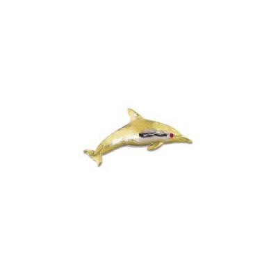 Dolphin Large Pendant with Ruby Eye, Rhodium White Marking with Hidden Bail  MC_332.5YRHWRUEHB