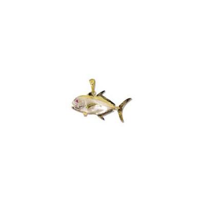 Jack Crevalle Medium Pendant with Ruby Eye, Rhodium Marking and Bail  MC_743.5YRHRUEB