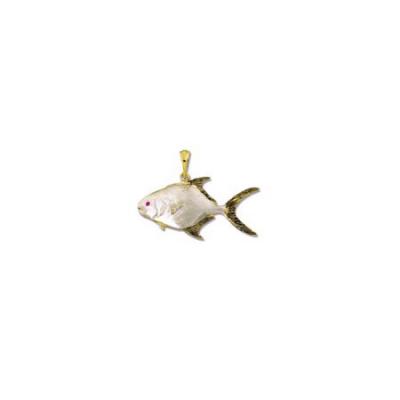 Pompano Medium Pendant with Ruby Eye, Rhodium Marking and Bail  MC_860.5YRHRUEB