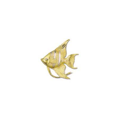 Angelfish Fresh Water Large Pendant with Rhodium White Stripes and Hidden Bail  MC_329.5YRHWHB