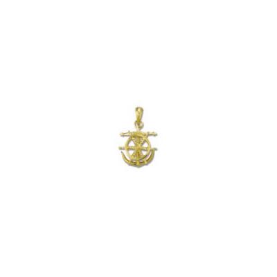 Ships Wheel on Anchor Medium Pendant with Bail 539FYB 