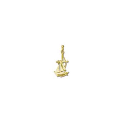 Sail Boat on Anchor with Rope Medium Pendant with Bail 542FYB