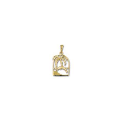 Beach Scene, Dolphin and Palm Tree Medium Pendant with Bail  MC_547.5YB