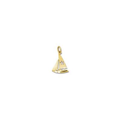 Sail Boat with Diamond White Small Pendant with Jump Ring 18.5BYDWJR