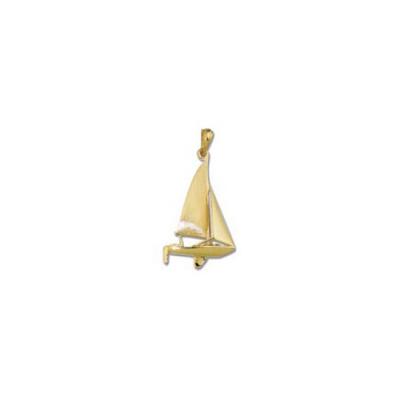 Sail Boat Sloop with Rudder Medium Pendant with Bail 6FYB