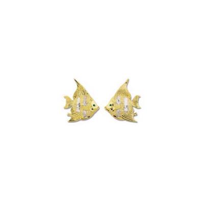 Fish-Angel French/Emerald Eye Post Earring