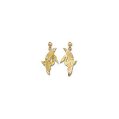 Pelican Flying High Polish Med Earrings with Ball Drops ME 218.5YBD