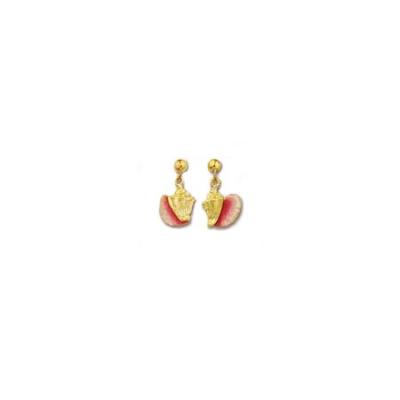 Conch Shell 3D Medium Earrings with Porcelain and Ball Drops  ME_750EFYENBD