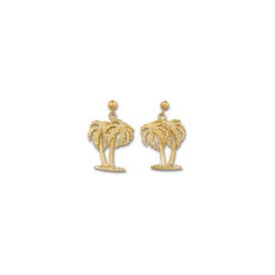 Palm Trees Double Medium Earring with Ball Drops  ME_816.5YBD