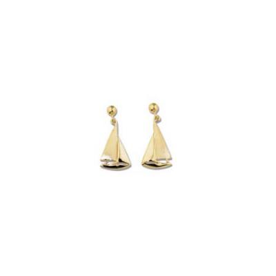 Sail Boat Sloop Med/Sm Earrings with Ball Drops 18.5AYBD